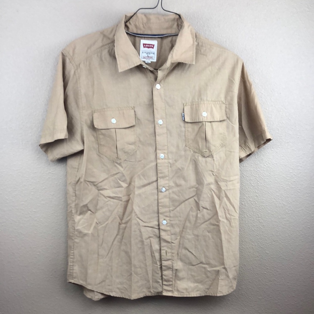 Levi's Tan Casual Button Down Shirt Short Sleeve